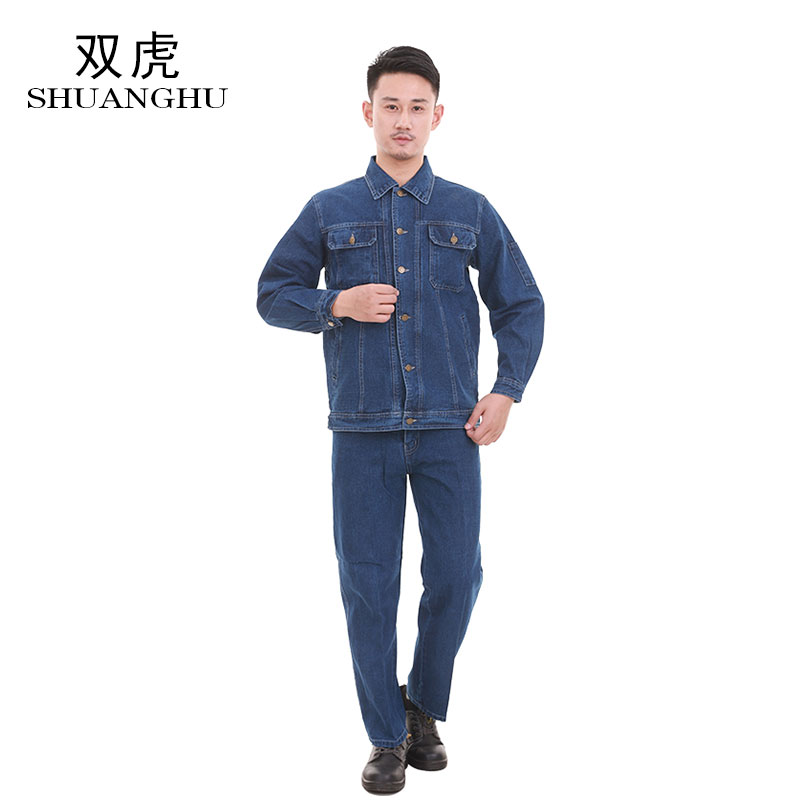 spring and autumn denim labor suit