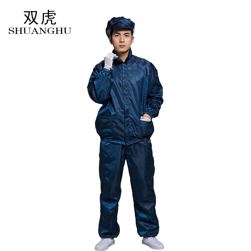 split anti-static suit with lapel and zipper